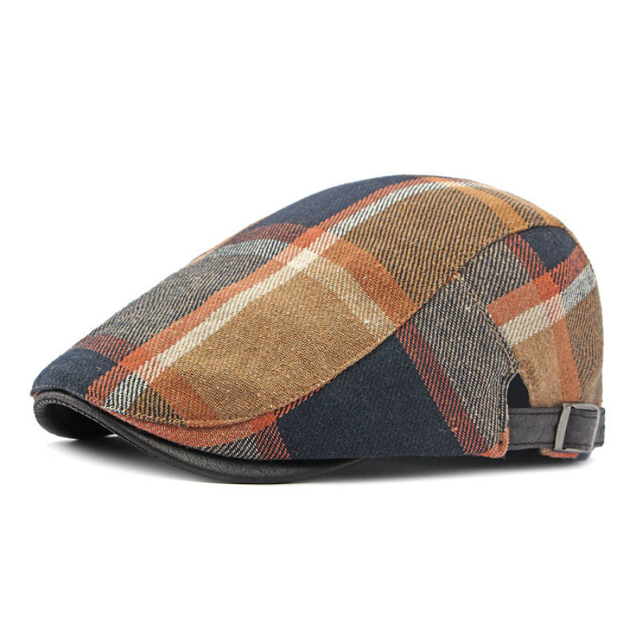 

British Retro Plaid Beret Casual Forward Cap Peaked Cap