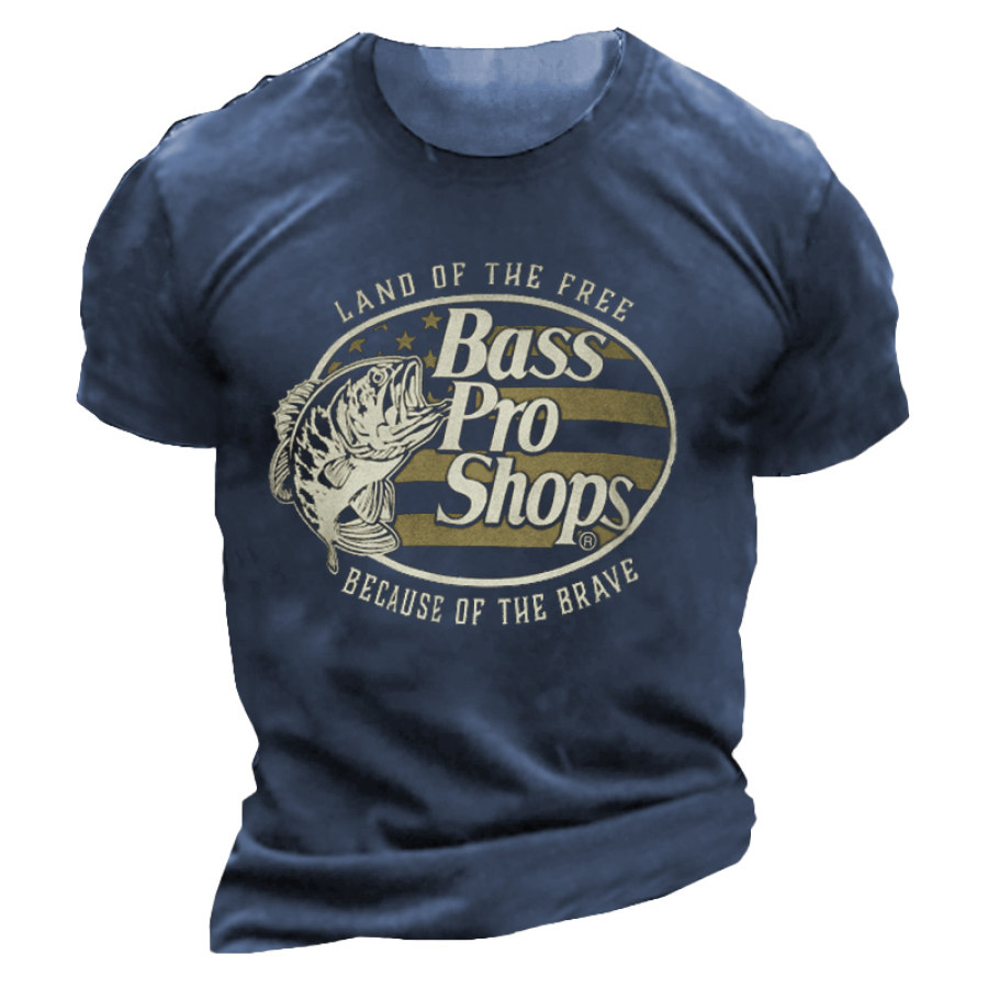 

T-shirt à Manches Courtes Décontracté Pour Hommes Bass Pro Shops Fishing Print Outdoor Quotidien