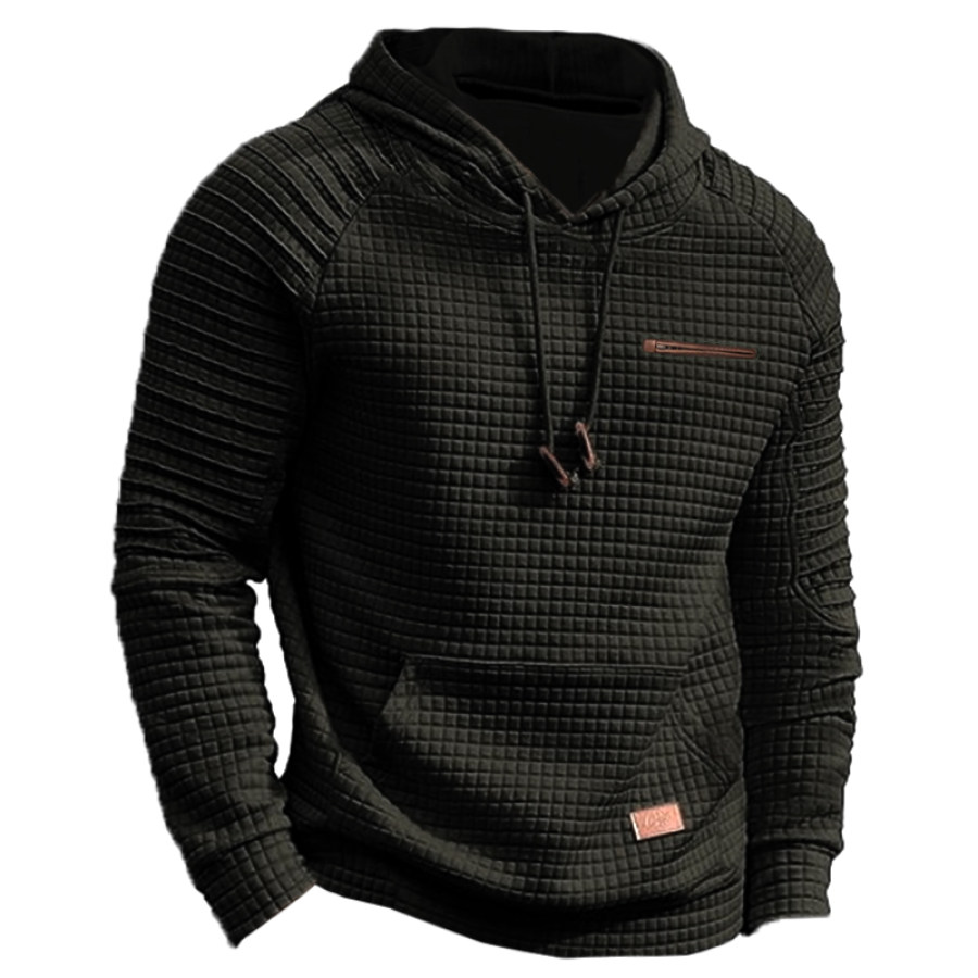 

COOFANDY Pull à Capuche Décontracté à Manches Longues Avec Cordon De Serrage En Tricot Gaufré Pour Homme Avec Poche Kangourou