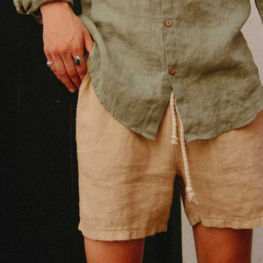 

Мужские шорты из хлопка и льна повседневные курортные пляжные шорты 5-дюймовые шорты