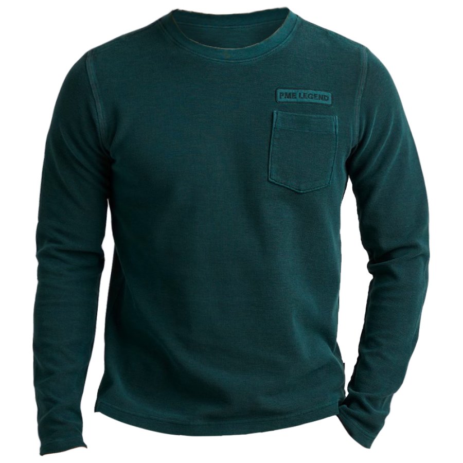 

Taktisches Langarm-T-Shirt Für Herren Im Vintage-Stil Mit Waffeltaschen