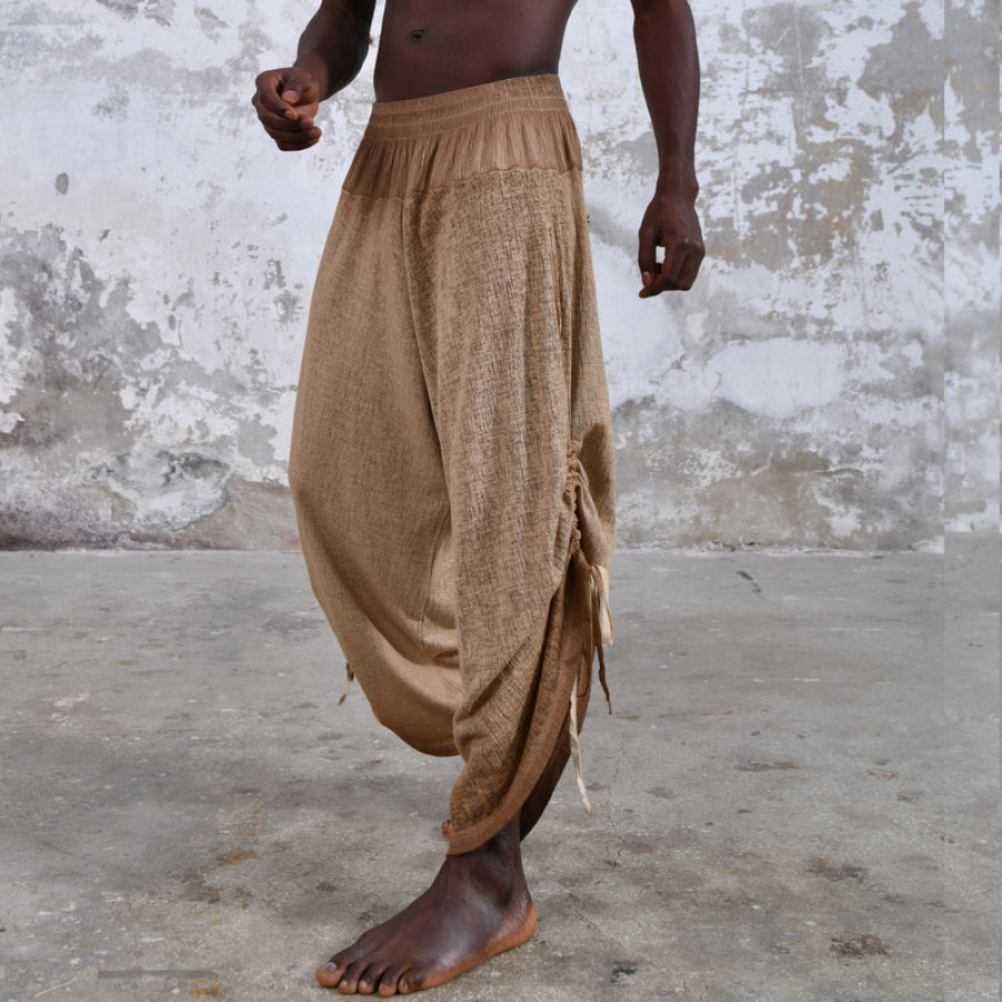 

Pantalon Décontracté En Coton Et Lin Avec Cordon De Serrage Pour Hommes