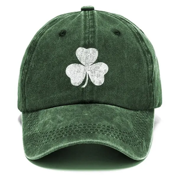 St. Patrick's Day Lucky You Shamrock Washed Cotton Sun Hat Vintage Outdoor Casual Cap - Fineyoyo.com 