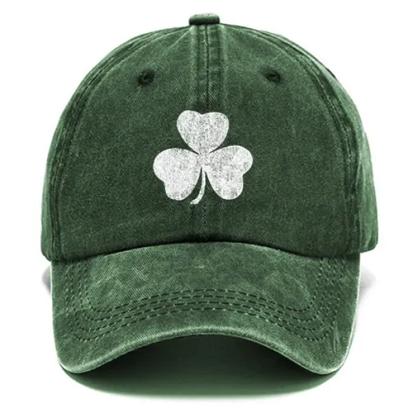 St. Patrick's Day Lucky You Shamrock Washed Cotton Sun Hat Vintage Outdoor Casual Cap - Trisunshine.com 