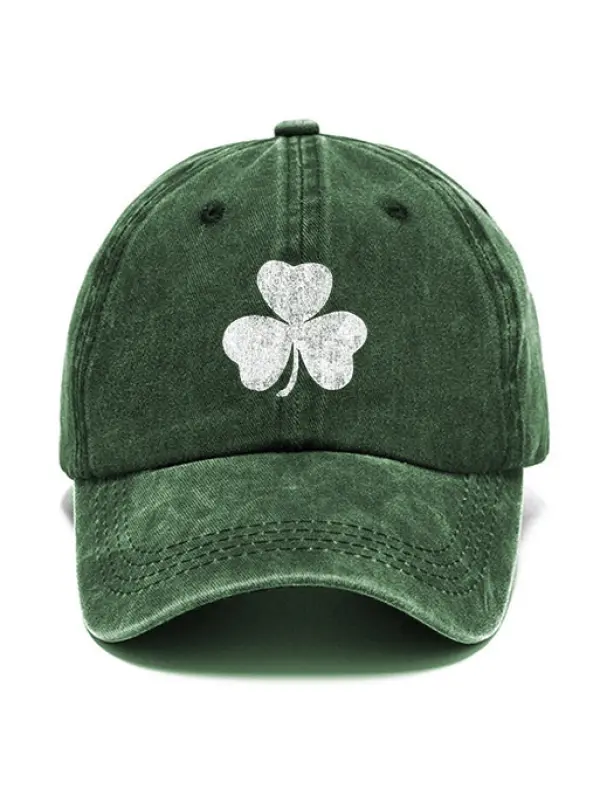 St. Patrick's Day Lucky You Shamrock Washed Cotton Sun Hat Vintage Outdoor Casual Cap - Anrider.com 