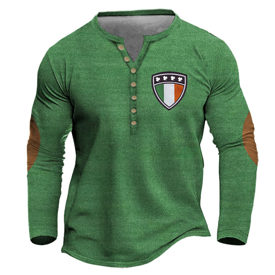 

Camiseta Para Hombre Henley St. Patrick's Day Manga Larga Vintage Color Block Tops Diarios