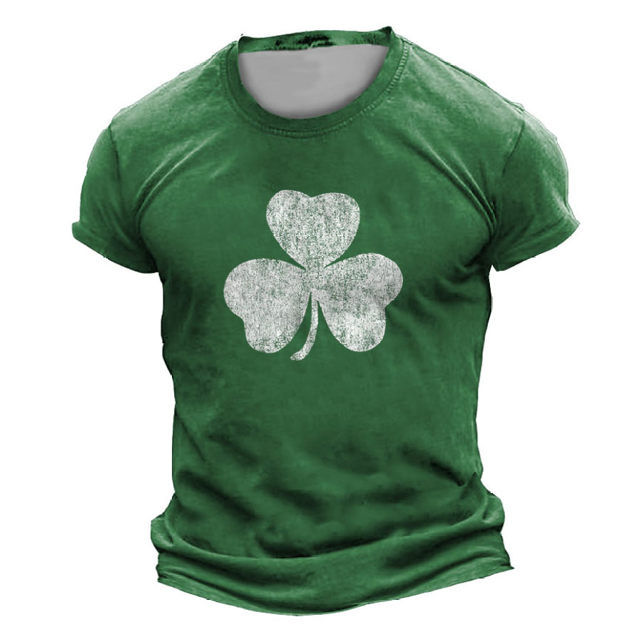 

Camiseta De Manga Corta Con Cuello Redondo Y Estampado De Trébol Del Día De San Patricio Para Hombre