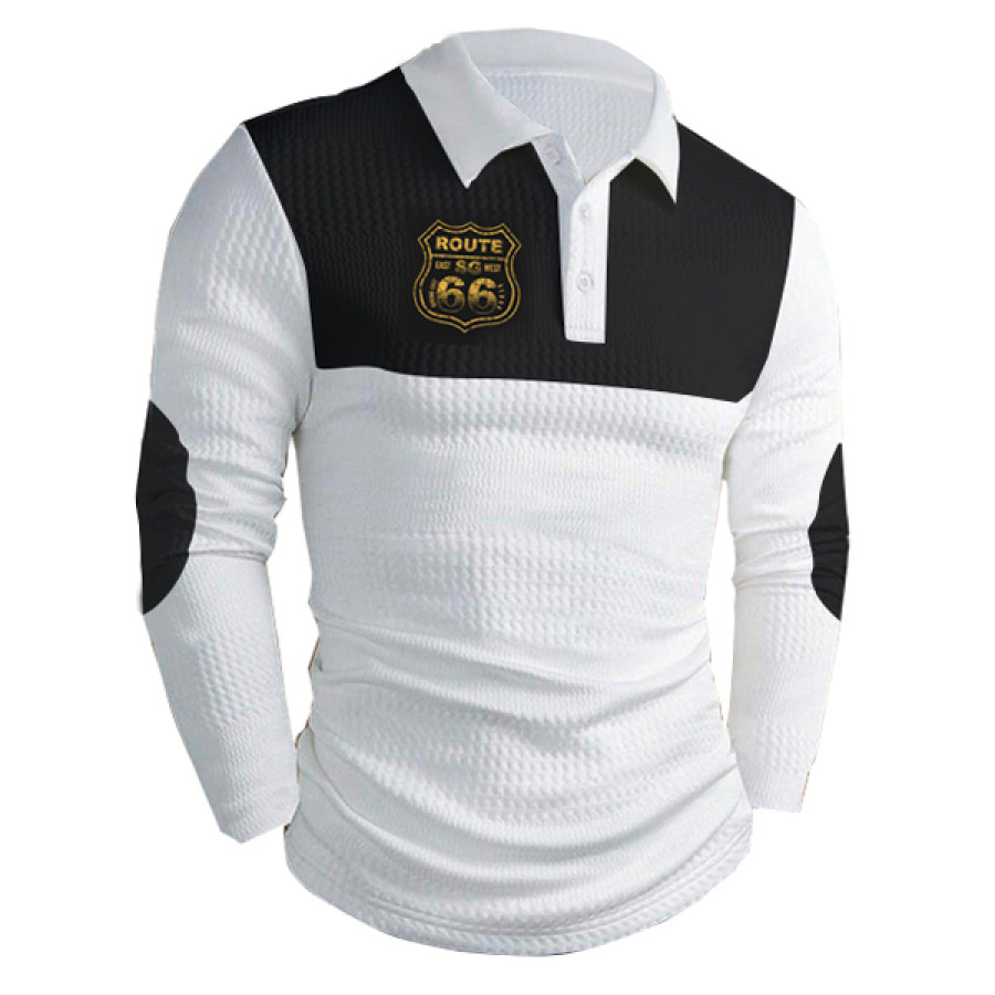 

Polo Vintage Route 66 Para Hombre Camiseta De Manga Larga Informal Al Aire Libre Con Colores En Contraste