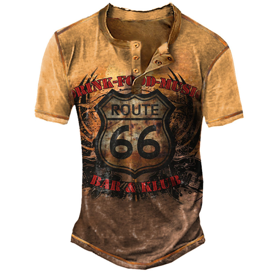 

Herren Route 66 Henry T-Shirt Road Trip Kurzarm-T-Shirt