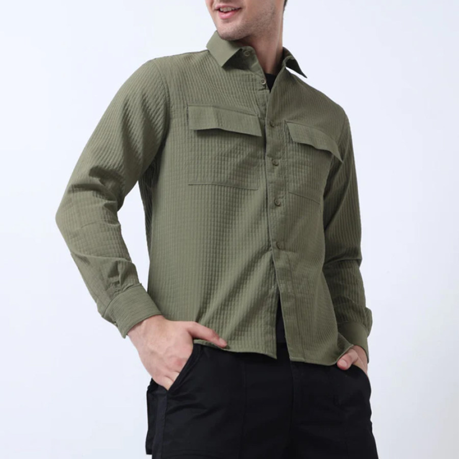 

Camisa Tipo Gofre Informal De Verano Para Hombre Al Aire Libre