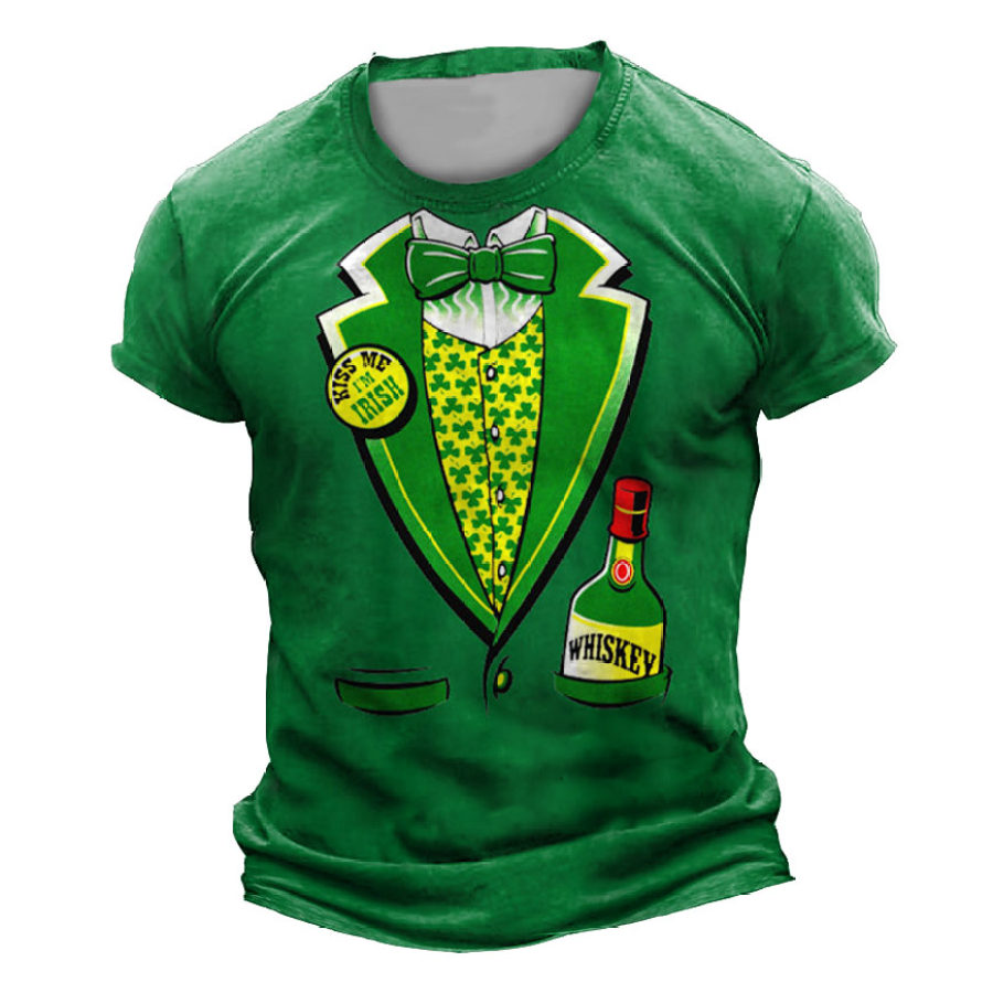 

Herren-T-Shirt Mit Irischem Whisky-Smoking Und St. Patrick's Day-Aufdruck Für Den Außenbereich Täglich Lässig Kurzärmelig Rundhalsausschnitt