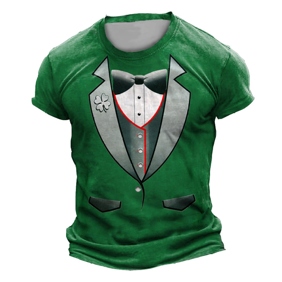 

Herren Clover Tuxedo St. Patrick's Day Print Outdoor Daily Casual Kurzarm T-Shirt Mit Rundhalsausschnitt