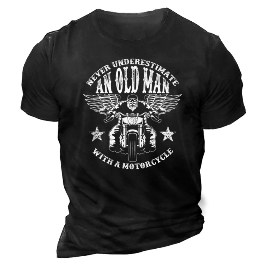 

Men Never Underestimate An Old Man With A Motorcycle T-Shirt Retro Motorcycle Dad Tee