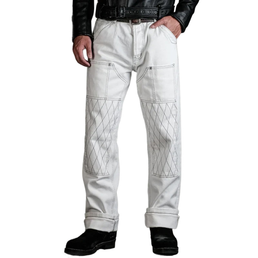 

Men's Vintage Washed Cotton Canvas Knee Reinforced Cargo Logging Pants