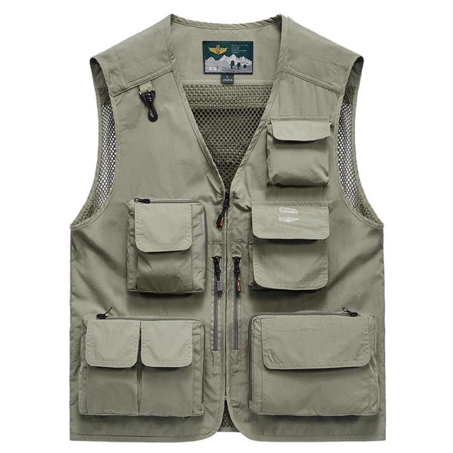 

Gilet De Pêche à Séchage Rapide Pour Hommes Décontracté Amovible Multifonctionnel En Maille De Voyage Pour L'extérieur