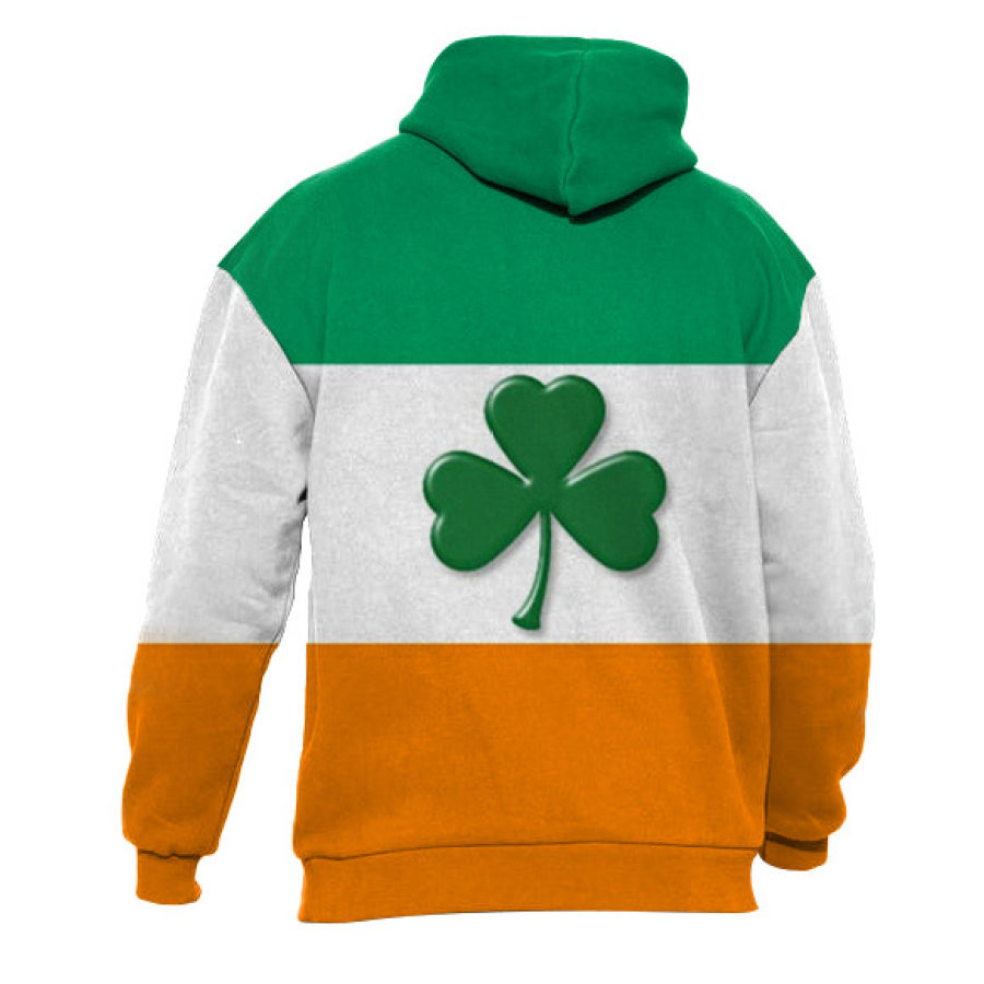 

Sudadera Con Capucha Para Hombre Bandera Irlandesa Día De San Patricio Estampado De Trébol Manga Larga Tops Diarios