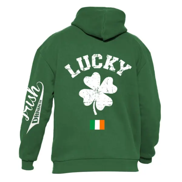 Men's Hoodie Lucky Ireland St. Patrick's Shamrock Day Print Long Sleeve Daily Tops - Cotosen.com