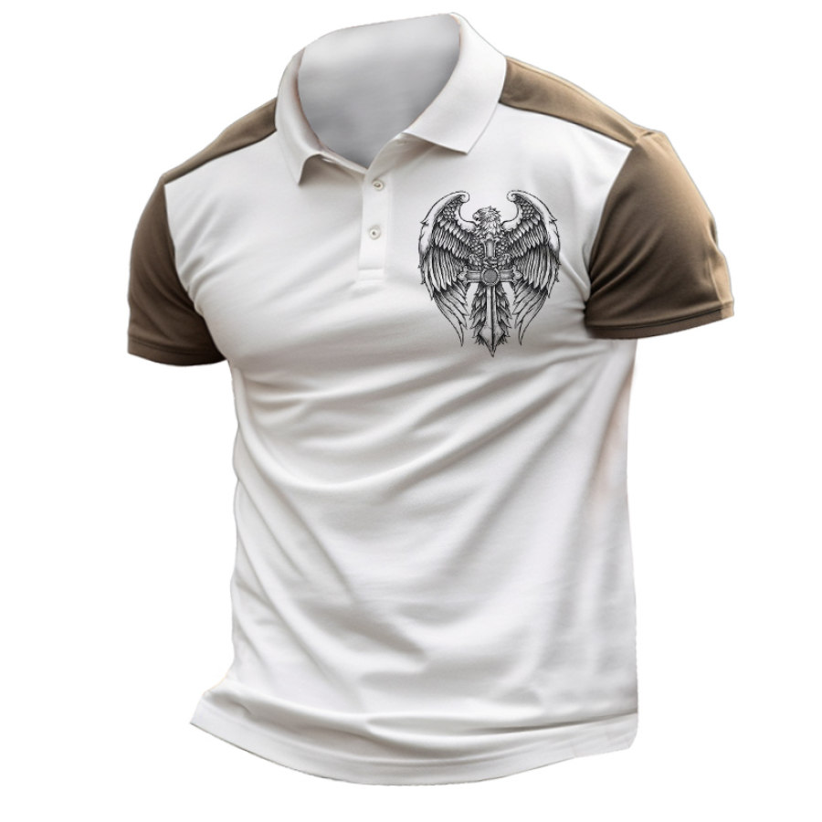 

Camiseta Para Hombre Polo Vintage Eagle Cross Al Aire Libre Bloque De Color Manga Corta Verano Diario Tops