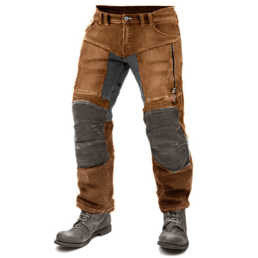 

Мужские мотоциклетные брюки уличные винтажные стираные хлопковые брюки с карманами на молнии