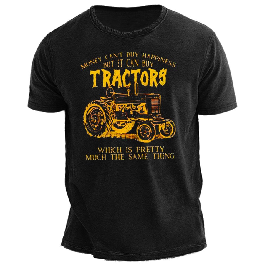 

L'argent Ne Peut Pas Acheter Le Bonheur Mais Il Peut Acheter Des Tracteurs Ce Qui Est à Peu Près La Même Chose. T-shirt à Col Rond Pour Hommes