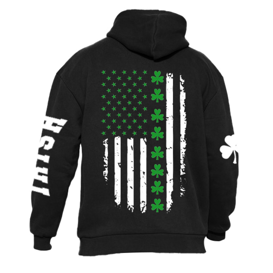 

Sudadera Con Capucha Para Hombre Con Estampado De Trébol Irlandés Del Día De San Patricio Con Estampado De Bandera Americana De Manga Larga Para Uso Diario