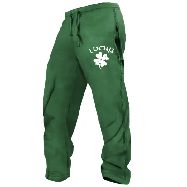 Men's Vintage Lucky Shamrock St. Patrick's Day Print Casual Pants - Cotosen.com