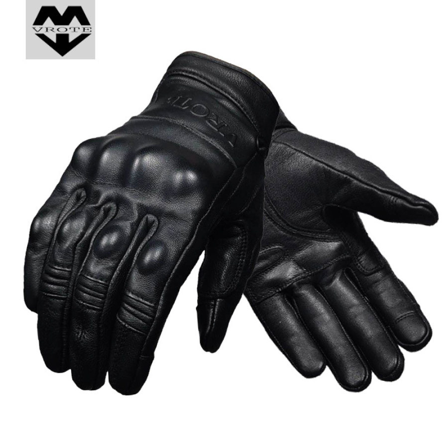 

Vrote Motorcycle Riding Gloves Genuine Leather Harley Retro Motorcycle Gloves Full Finger Protection Anti-fall Warm Glov