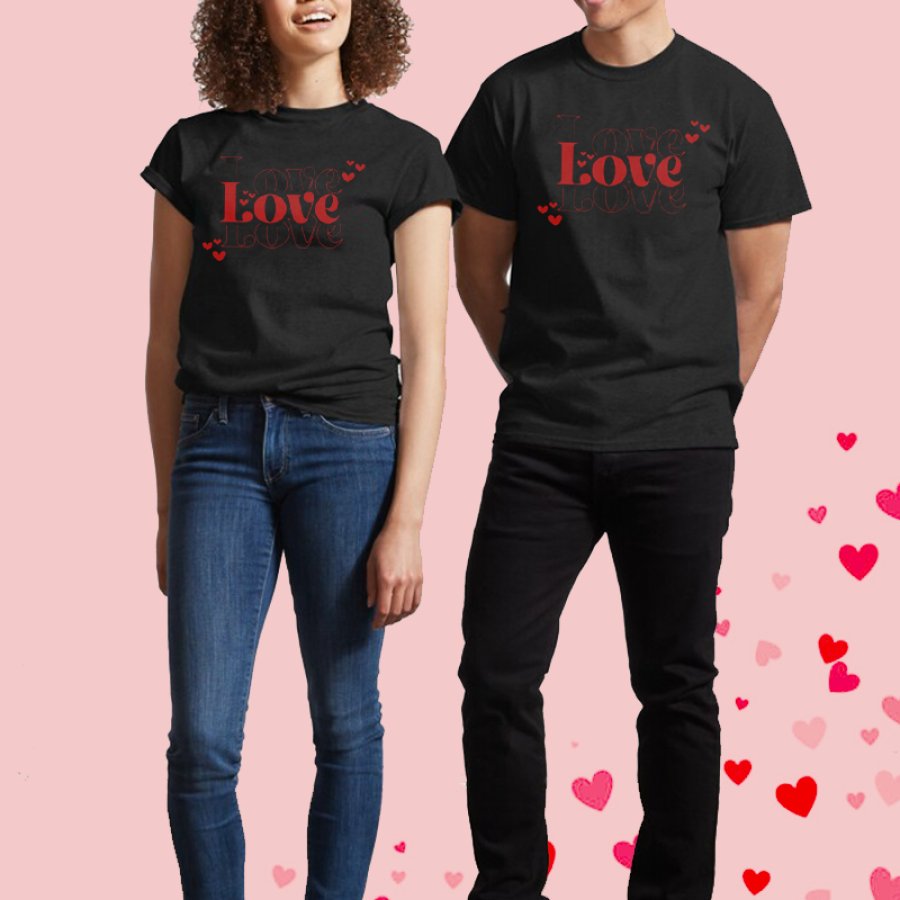 

Klassisches Herren-T-Shirt Mit Valentinstag-Love-Print