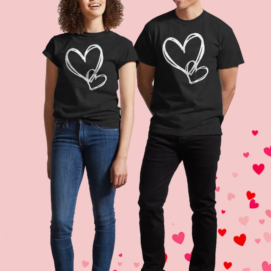 

T-shirt Classique à Imprimé Cœur Pour La Saint-Valentin Pour Hommes