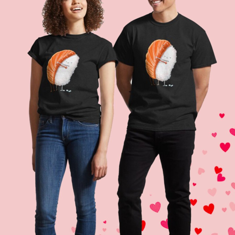 

Camiseta Clásica De San Valentín Sushi Hug Classic Para Mujer