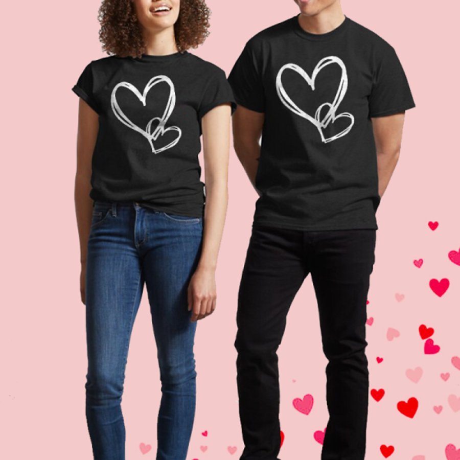 

Женская классическая футболка с принтом в виде сердца ко Дню святого Валентина