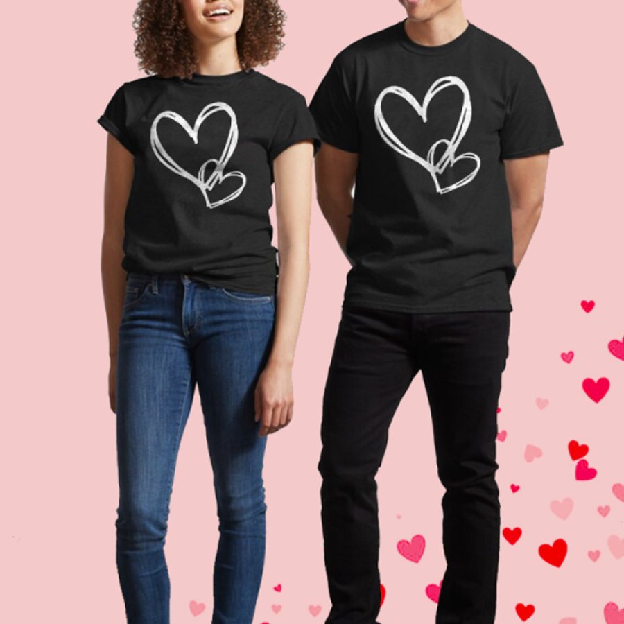 

Camiseta Clásica De Mujer Con Estampado De Corazones De San Valentín