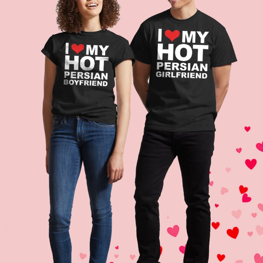 

Мужская классическая футболка I Love Hot My Girlfriend ко Дню святого Валентина