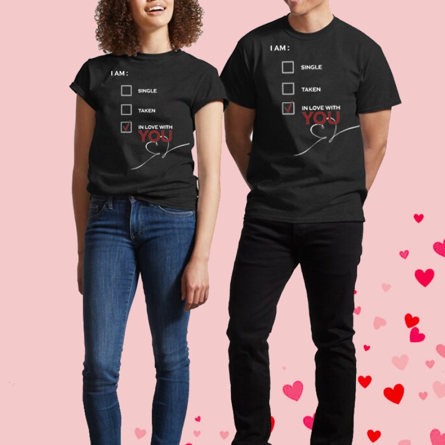 

Мужская классическая футболка «Я влюблен в тебя» ко Дню святого Валентина