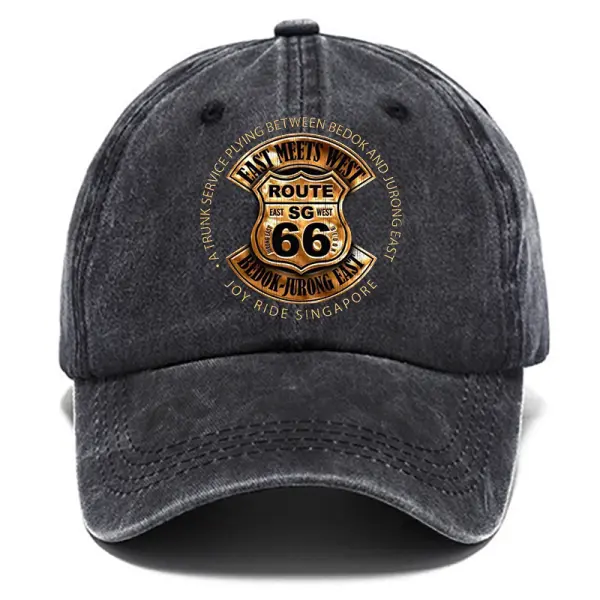Route 66 Road Trip Print Washed Cotton Sun Hat Vintage Outdoor Casual Cap - Cotosen.com Route 66 Road Trip Print Washed Cotton Sun Hat Vintage Outdoor Casual Cap - Cotosen.com