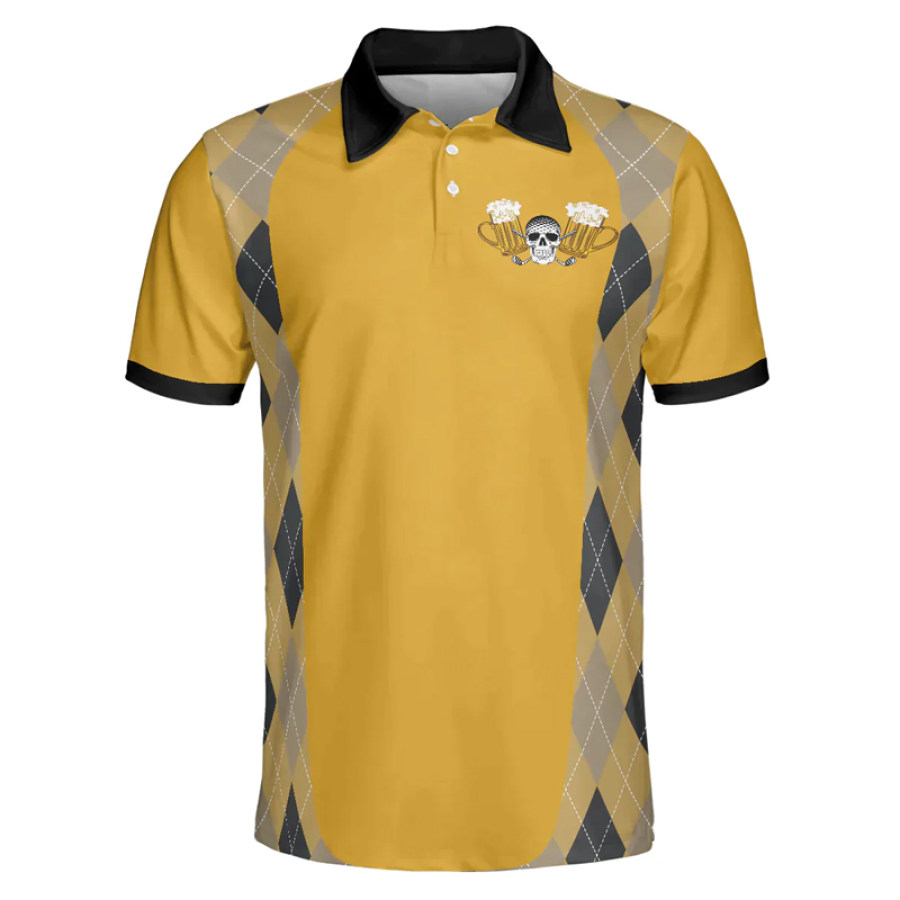 

Herren-Golf-Poloshirt Mit Totenkopf-Motiv Lässiges Sport-Revers-T-Shirt