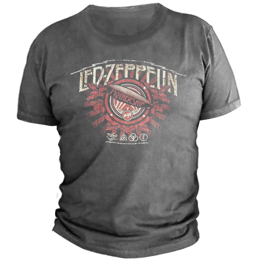 

T-shirt à Manches Courtes Et Col Rond Pour Hommes Groupe De Musique Rock Led Zeppelin Imprimé Décontracté
