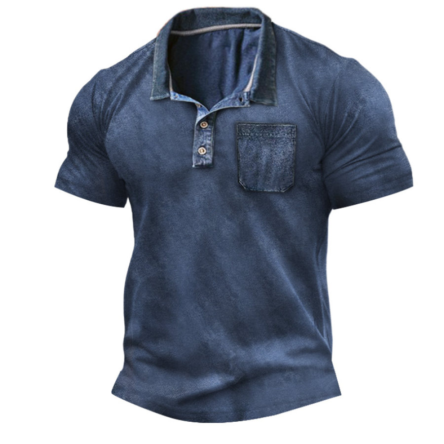 

T-Shirt Homme Polo Poche Vintage Extérieur Manches Courtes Été Quotidien Hauts