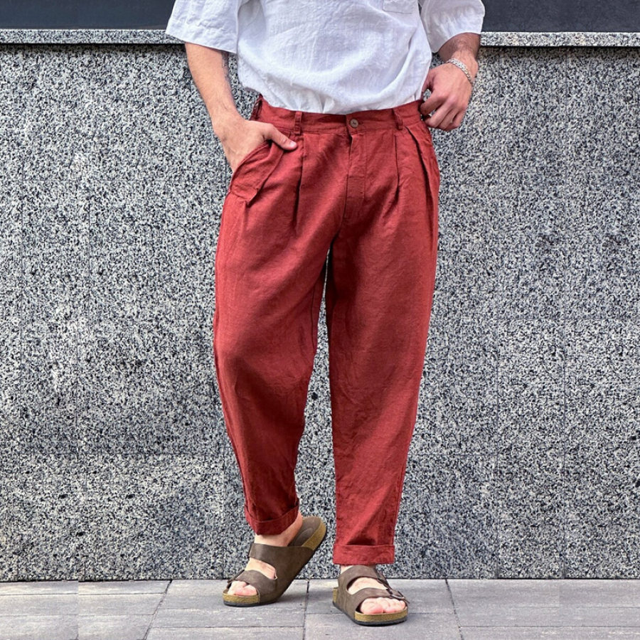 

Pantalones De Jogging Casuales De Lino Sueltos Para Hombre