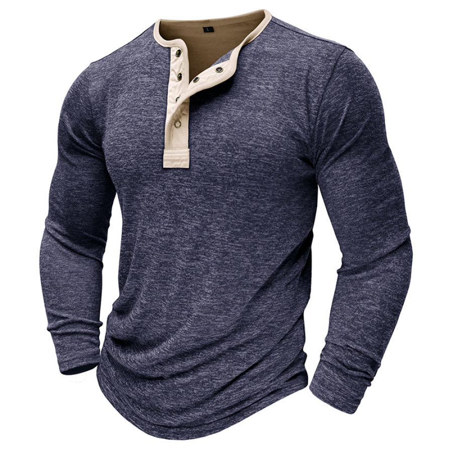 

T-shirt à Manches Longues Pour Hommes Couche De Base Extérieure Chemise Henley