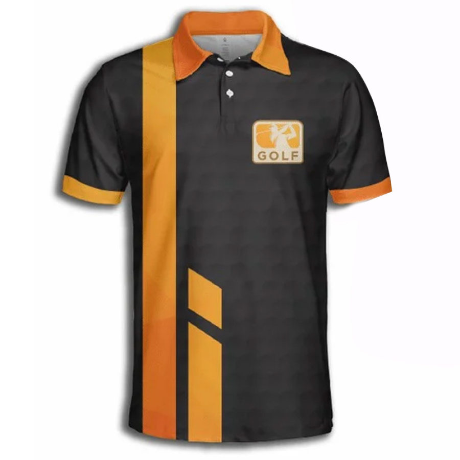 

Herren-Golf-Poloshirt Mit Farbblock-Aufdruck Lässig Kurzärmlig