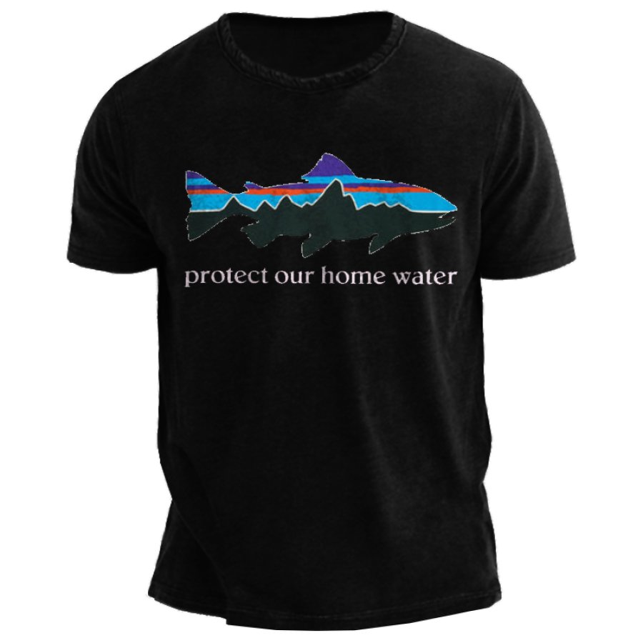 

Schützen Sie Unser Home-Wasserfischen-Grafikdruck-Herren-T-Shirt Mit Rundhalsausschnitt