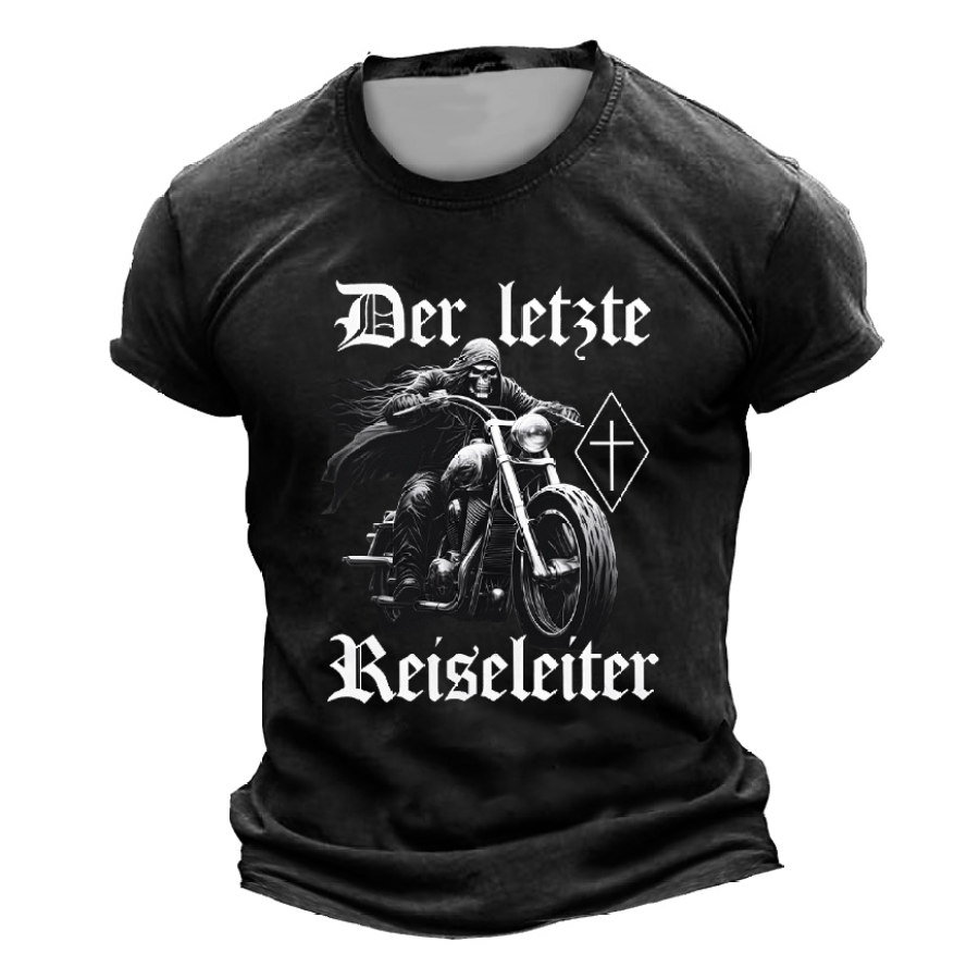 

Herren-T-Shirt Mit Motorrad-Schädel The Last Tour Guide Bedruckt Für Den Außenbereich Täglich Lässig Kurzärmelig Rundhalsausschnitt