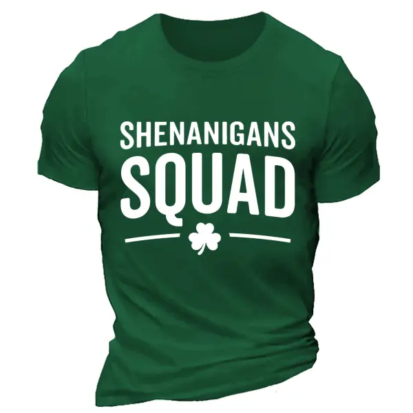 Men's Shenanigans Squad St. Patrick's Day Print Outdoor Daily Casual Short Sleeve Crew Neck T-Shirt - Cotosen.com
