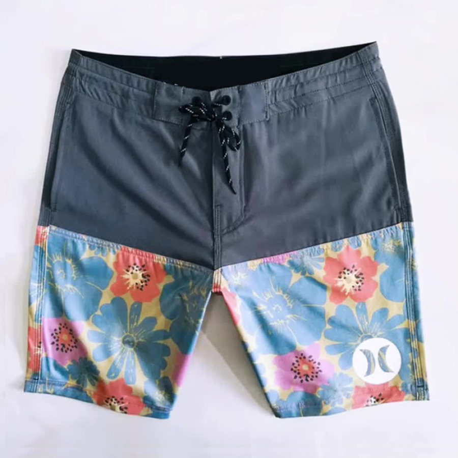 

Hurley Boardshort Pour Homme De 45 7 Cm Couleur Unie Motif Floral Patchwork Cordon De Serrage Short De Surf