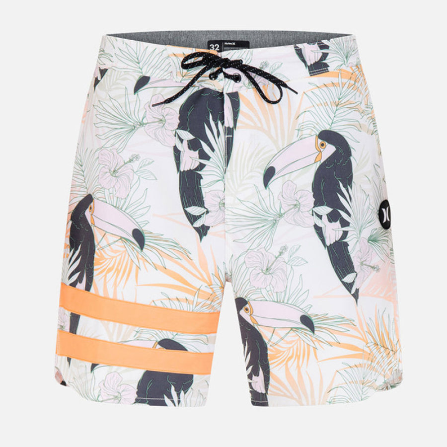 

Hurley Boardshort De 18" Con Estampado De Pavo Real Y Cordón Para Surfear