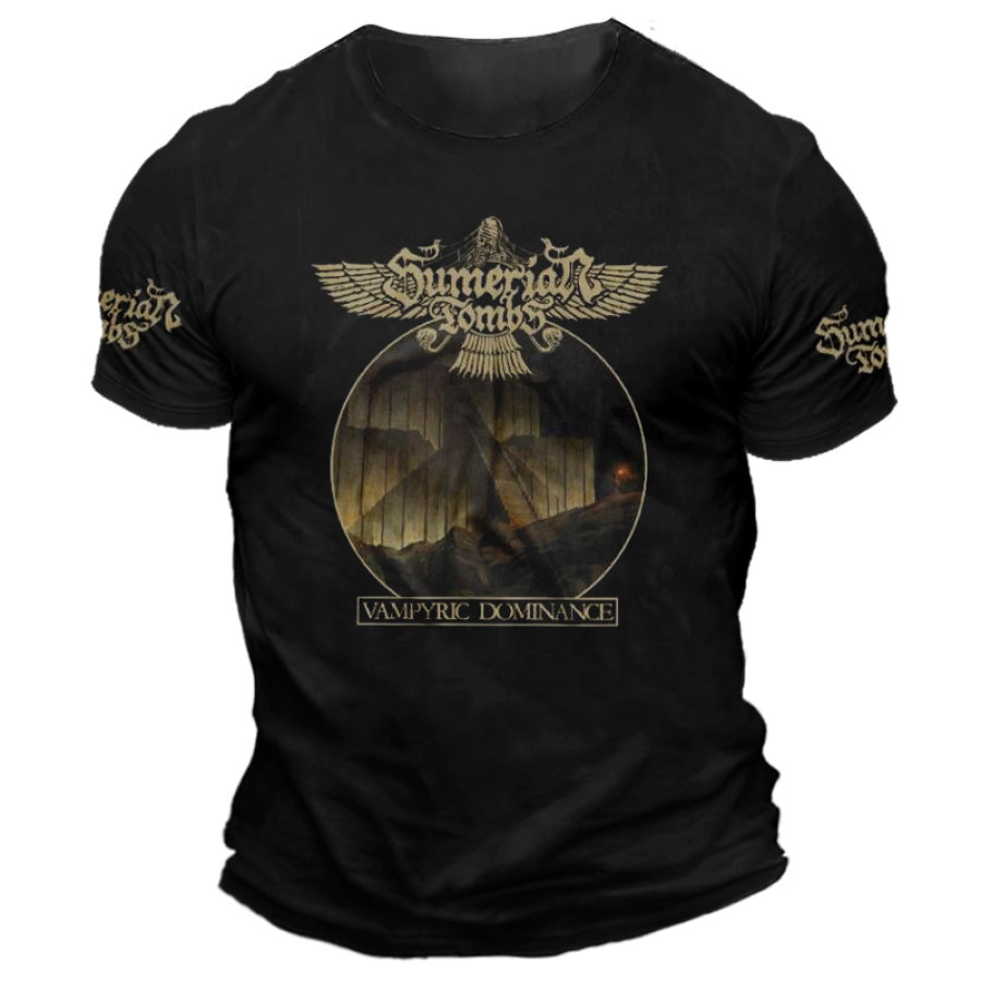 

Мужская футболка с коротким рукавом с принтом Ván Records Sumerian Tombs черная металлическая группа рок-музыка
