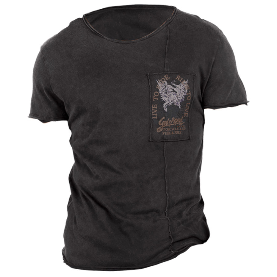 

Herren-T-Shirt „God Of Speed“ Mit Distressed-Print Lässiges Kurzarm-T-Shirt