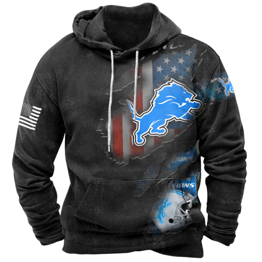 

Sudadera Con Capucha Informal Con Bolsillo Del Super Bowl Estampada De La NFL De Los Detroit Lions Para Hombre