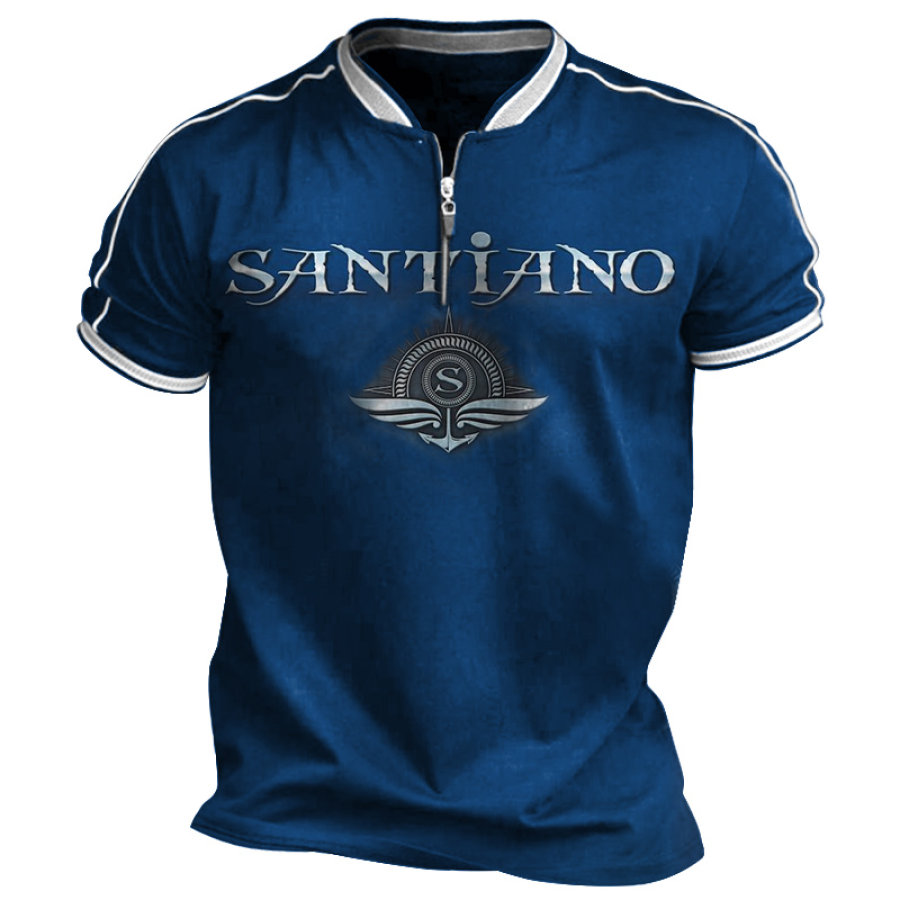 

Herren-T-Shirt „Santiano Rock Band Music“ Mit 1/4-Reißverschluss Und Kurzen Ärmeln